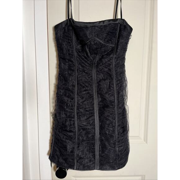 BCBG Max Azria Black Ruched Sela Strapless Cocktail Evening Dress Size 6 - Picture 1 of 9